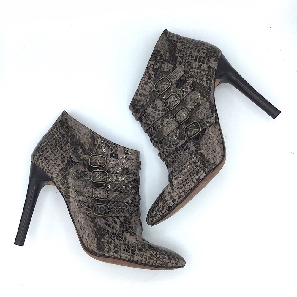 Classiques Entier Leather Snake Buckle Booties 8.5